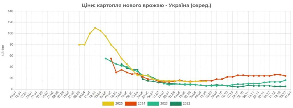 В Україні продовжує дешевшати картопля