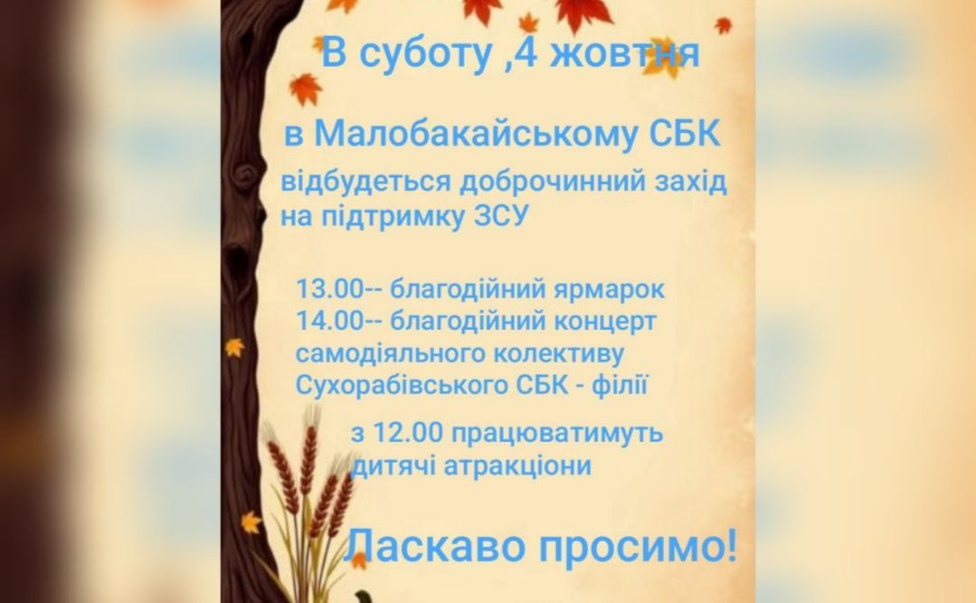 Завтра у Малому Бакаї збиратимуть гроші для ЗСУ