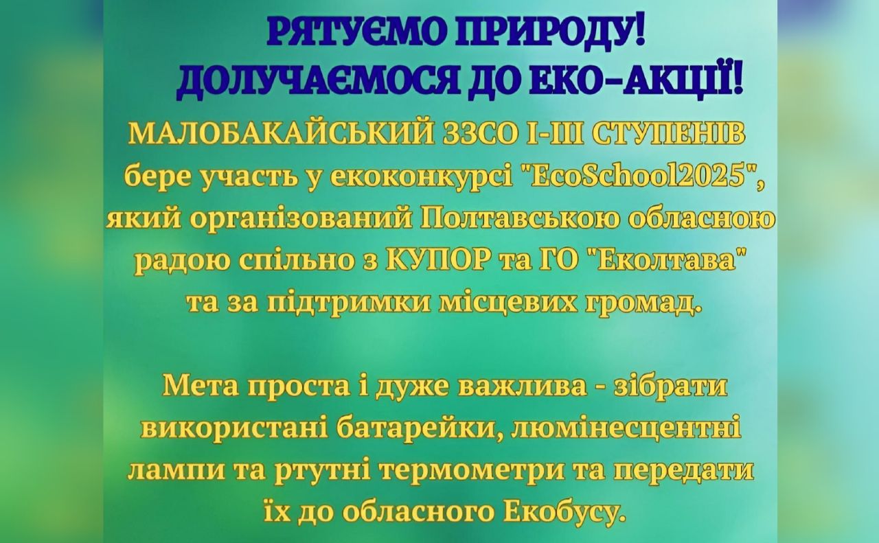 Малобакайські школярі долучилися до конкурсу EcoSchool 2025