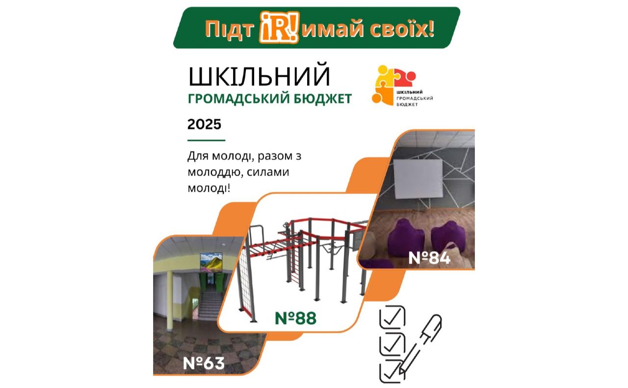 Триває голосування за учнівські ініціативи в конкурсі «Шкільний громадський бюджет — 2025»