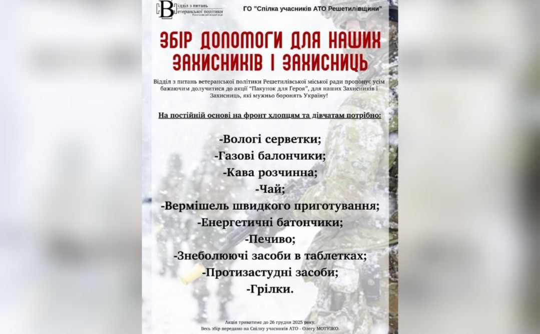 Жителів громади запрошують підтримати благодійну акцію для ЗСУ