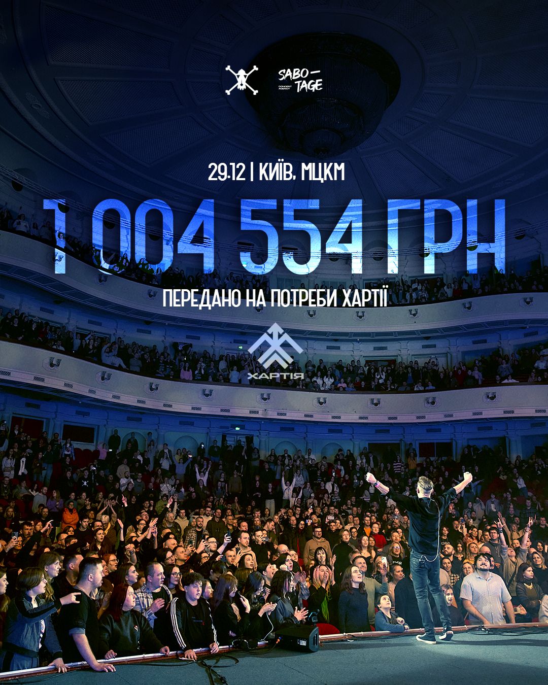 «Жадан і Собаки» за один концерт зібрали мільйон гривень для «Хартії»