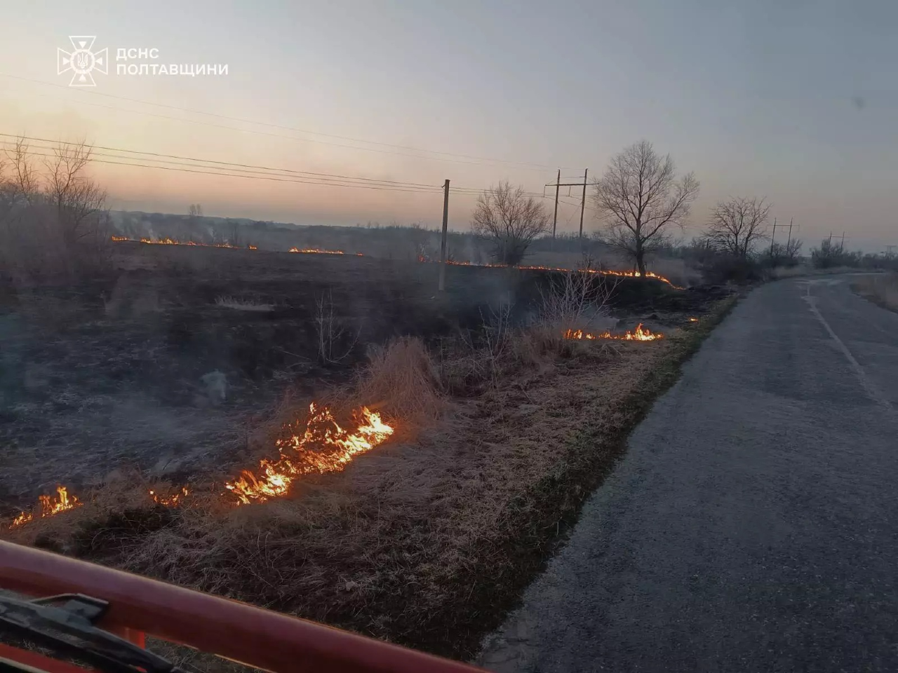 За добу на Полтавщині вигоріло понад 3 гектари сухої трави