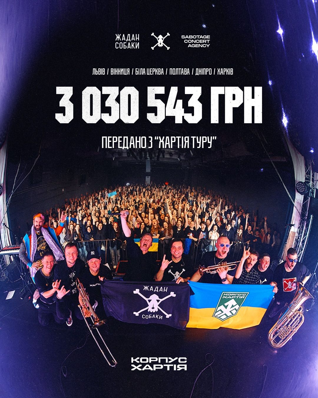 Гурт «Жадан і Собаки» зібрав 3 млн грн для бригади «Хартія»