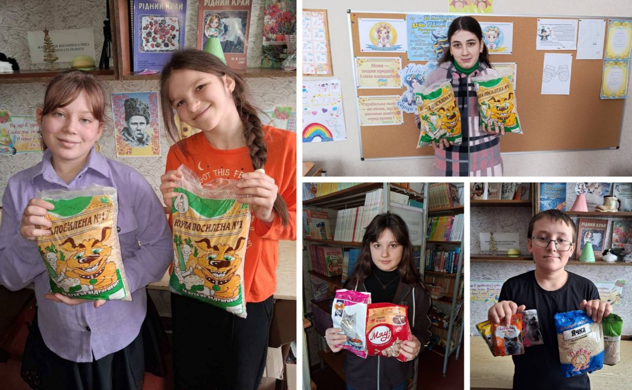 Малобакайські школярі зібрали корм для безпритульних тварин