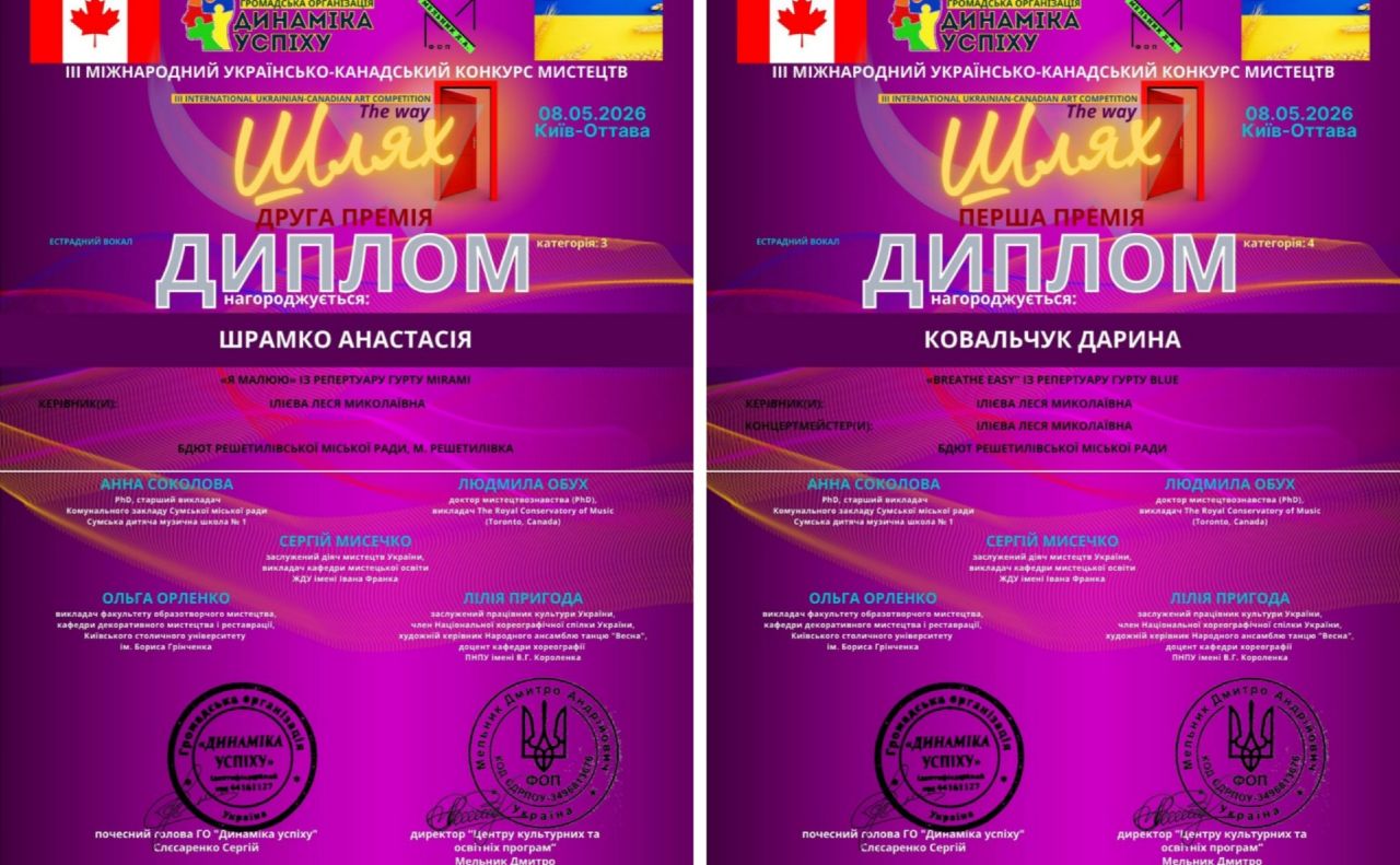 Таланти із Решетилівки підкорили українсько-канадський конкурс мистецтв «The way»