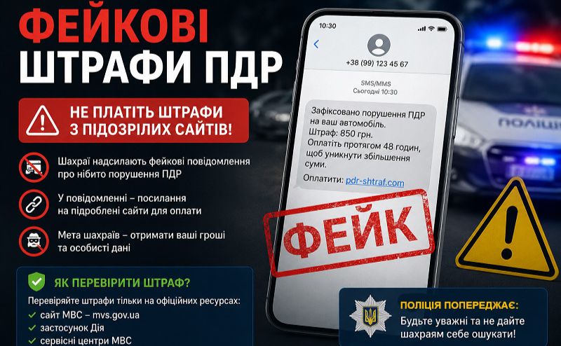 Мін’юст попереджає про фейкові штрафи за ПДР