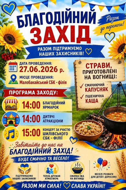 На вихідних у громаді влаштують благодійні заходи на підтримку ЗСУ