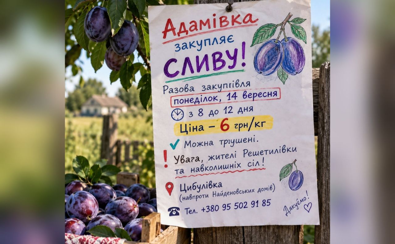 У понеділок у Решетилівці закуповуватимуть сливи