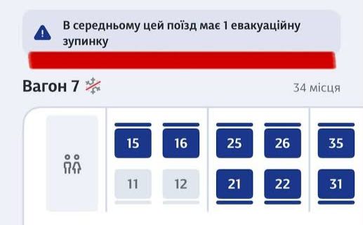 Статистику затримки та евакуаційних зупинок потяга можна переглянути в додатку Укрзалізниці